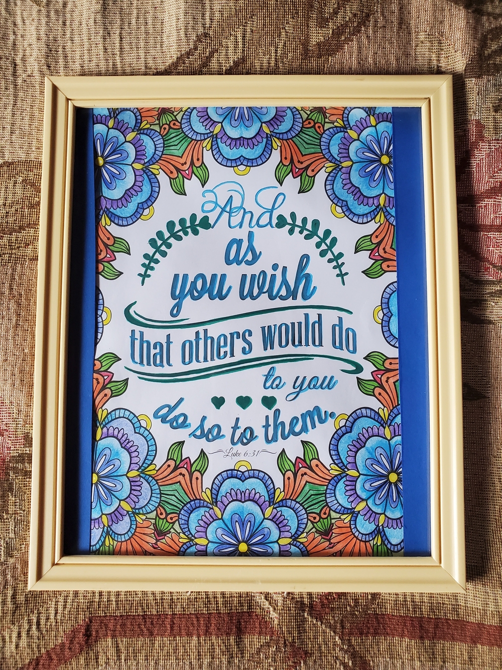 Hand Crafted Blue Floral Inspirational Print
